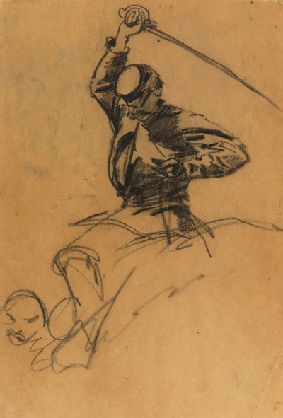 馬に乗った剣を持つ騎兵兵 作： Winslow Homer